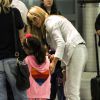 Heidi Klum et ses enfants Leni, Henri, Johan et Lou arrivent à l'aéroport de New York. Le 13 juin 2014.