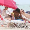Falcao profite du soleil de Floride à Miami avec sa belle épouse Lorelei et leur fille Dominique, le 19 juin 2014
