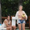 Falcao avec sa belle épouse Lorelei et leur fille Dominique profitent de leurs vacances à Miami, le 19 juin 2014