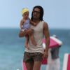 Falcao avec sa belle épouse Lorelei et leur fille Dominique profitent de leurs vacances à Miami, le 19 juin 2014