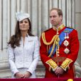 Kate Middleton, la duchesse de Cambridge, le prince William - La famille royale britannique réunie pour présider le traditionnel Trooping the Colour à Londres, le 14 juin 2014.