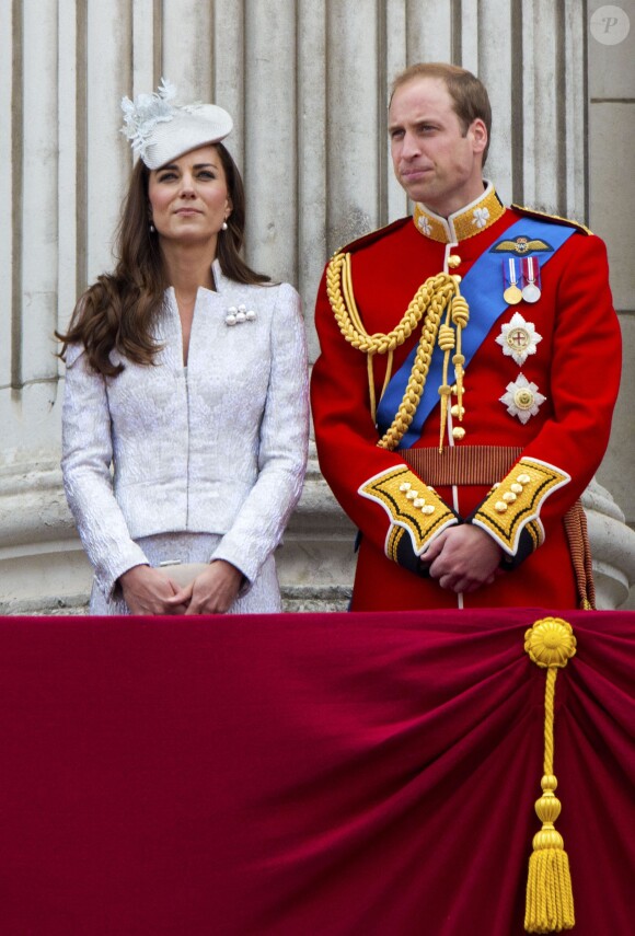 Kate Middleton, la duchesse de Cambridge, le prince William - La famille royale britannique réunie pour présider le traditionnel Trooping the Colour à Londres, le 14 juin 2014.