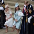 La comtesse Sophie de Wessex, Kate Middleton, la duchesse de Cambridge, le prince William, le duc de Cambridge et le prince Andrew - La famille royale britannique assiste à la cérémonie Garter en la chapelle St George au château de Windsor, le 16 juin 2014.