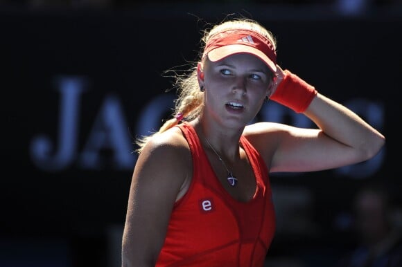 Caroline Wozniacki en quart de finale de l'Open d'Australie au Melbourne Park de Melbourne, le 23 janvier 2012