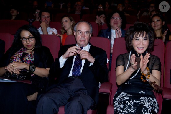 Exclusif - Frédéric Mitterrand et Lady Linda Wong Davies - Présentation de la version remasterisée du film "La Divine" à la Cinémathèque française à Paris, le 24 juin 2014.