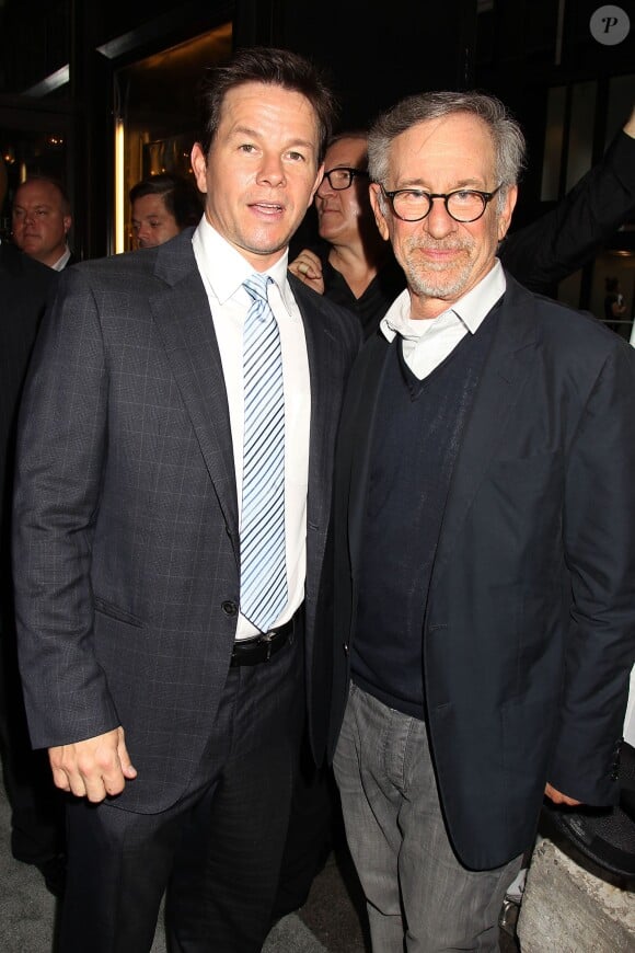 Mark Wahlberg et Steven Spielberg lors de l'avant-première à New York de Transformers - l'Age de l'extinction, le 25 juin 2014