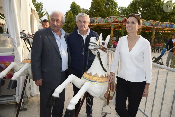 Claude Lelouch, Marcel Campion et Aurélie Filippetti participent à l'ouverture de la fête des Tuileries 2014 à Paris, le 27 juin 2014.