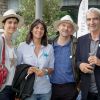 Églantine Éméyé, Estelle Denis, Richard Posso et Raymond Domenech, au 2e Trophée de la Pétanque Gastronomique à Paris, le 27 juin 2014.