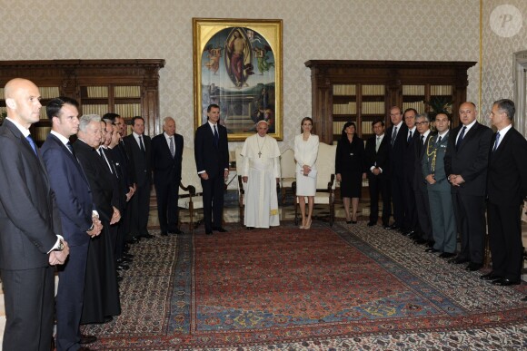 Le roi Felipe VI d'Espagne et son épouse la reine Letizia étaient reçus par le pape François au Vatican, le 30 juin 2014