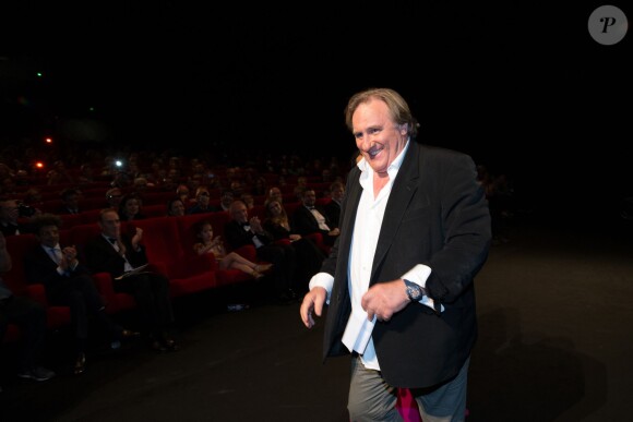 Gérard Depardieu lors de l'hommage au cinéma d'animation lors du 67e festival du film de Cannes le 17 mai 2014. 