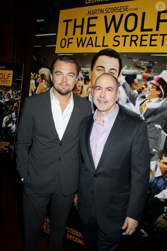 Leonardo DiCaprio et le scénariste Terence Winter à New York, le 13 février 2014.