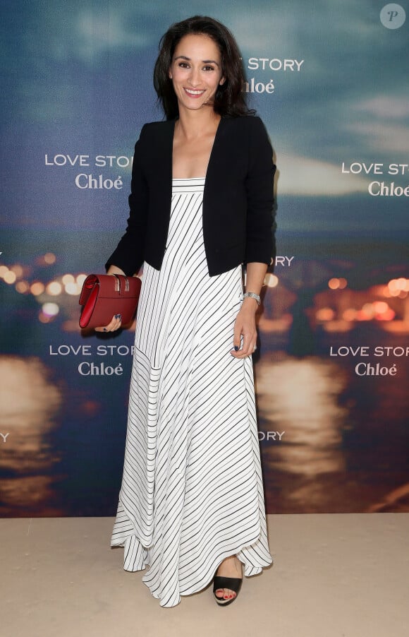 Rachida Brakni lors du lancement du nouveau parfum de la marque Chloé "Love Story" à l'Institut du Monde Arabe à Paris, le 2 juillet 2014.