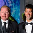  Novak Djokovic et Boris Becker lors du d&icirc;ner des Champions au Royal Opera House de Covent Garden, &agrave; Londres le 6 juillet 2014 