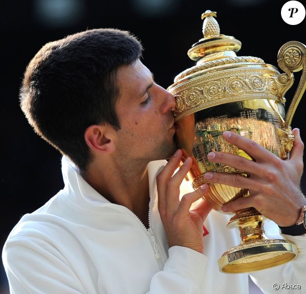 Novak Djokovic lors de sa victoire en finale de Wimbledon, face &agrave; Roger Federer, le 6 juillet 2014 &agrave; Londres
