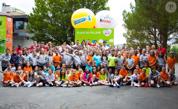 Jo-Wilfried Tsonga et Tony Estanguet inaugurait le Village Kinder avec le sourire, le 7 juillet 2014 à Temple-sur-Lot