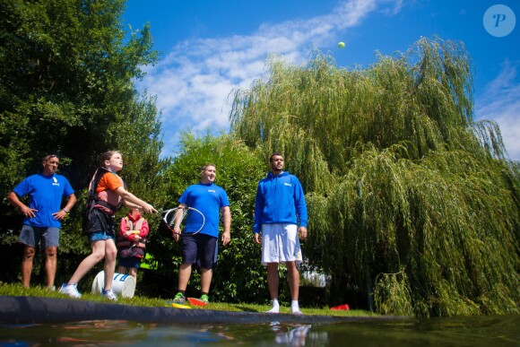 Jo-Wilfried Tsonga au Village Kinder, le 7 juillet 2014 à Temple-sur-Lot