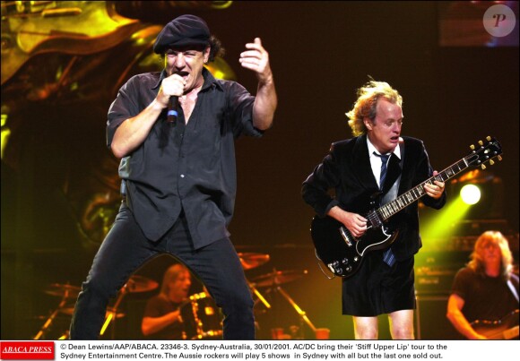 Brian Johnson et Angus Young à Sydney le 30 janvier 2001. 