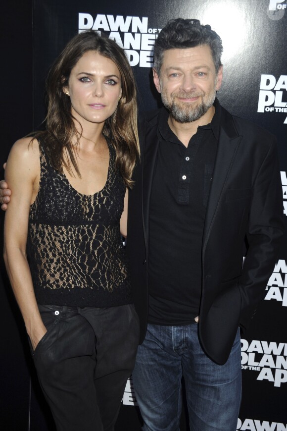 Keri Russell et Andy Serkis à la première du film "Dawn of the Planet of the Apes" (La Planète des Singes : L'Affrontement) à New York, le 8 juillet 2014.