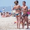 Exclusif - Marco Verratti et sa compagne Laura Zazzara savourent leurs vacances à Ibiza avec leur fils Tommaso, le 11 juillet 2014.