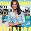 Zoe Saldana en couverture du magazine Marie Claire, daté d'août 2014.
