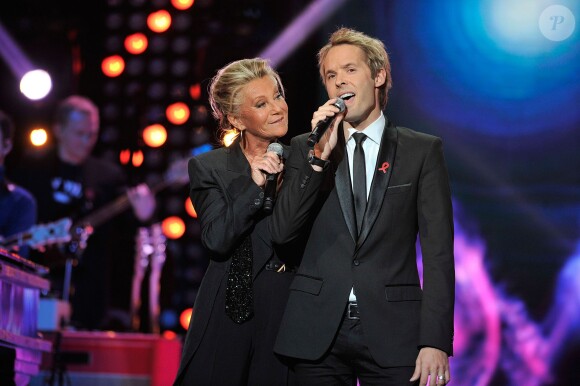 Exclusif - Sheila et Damien Thévenot - Enregistrement de l'émisssion du "Sidaction 2014 : La télé chante contre le Sida" le 24 mars 2014 au thêatre Mogador à Paris.