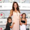 Brooke Burke avec ses enfants Shaya et Heaven, lors de l'événement Junior Chef Academy à Culver City, Los Angeles, le 15 juillet 2014