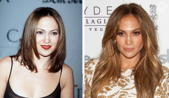 Jennifer Lopez, en 1998 à gauche vs Jennifer Lopez en 2014. La star a conservé sa beauté. A 45 ans, elle n'a jamais été aussi belle.
