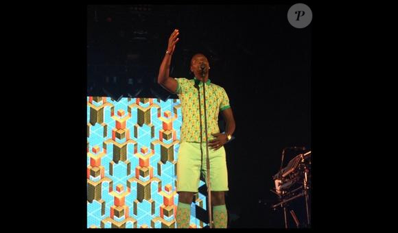 Omar Sy en Doudou Stromae au concert l'artiste belge à Nîmes le 24 juillet 2014.