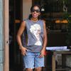 Kelly Rowland, enceinte, s'est rendue au restaurant Cecconi's pour déjeuner avec des amies. West Hollywood, le 25 juillet 2014.