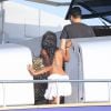 Naomi Campbell profite d'un après-midi ensoleillé sur le yacht de Roberto Cavalli. Formentera, le 30 juillet 2014.