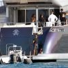 Le yacht de Roberto Cavalli, en mer à Formentera, le 30 juillet 2014.
