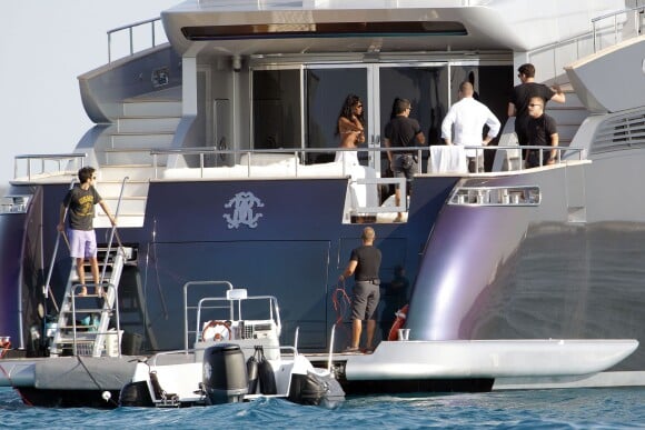 Le yacht de Roberto Cavalli, en mer à Formentera, le 30 juillet 2014.