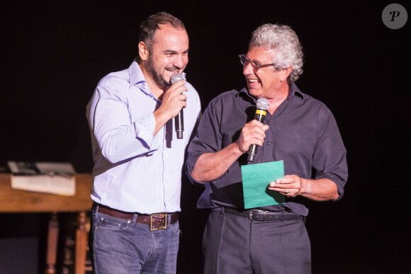 Michel Boujenah et Francois-Xavier Demaison au 30e Festival de Ramatuelle, France, le 3 août 2014.