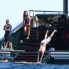 Exclusif - Anara Atanes, compagne de Samir Nasri, profite du yacht de son ami Chris Brown, en vacances à Saint-Tropez le 30 juillet 2014