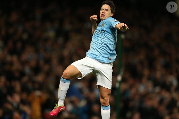 Manchester City's Samir Nasri celebrates scoring his side's third goal of the game during the Barclays Premier League soccer match, Manchester City Vs Swansea City at Etihad Stadium in Manchester, Uk on December 1, 2013. Photo by Mike Egerton/PA Wire/ABACAPRESS.COM01/12/2013 - Manchester