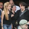 Exclusif - Mikelangelo Loconte (Mozart l'Opéra Rock) - Obsèques de Caroline Beaune, au cimetière du Père-Lachaise à Paris, le 30 juillet 2014. Sa famille et toutes les doublures des plus grandes voix internationales étaient là pour lui rendre un dernier hommage. Caroline Beaune, filleule de Jean-Paul Belmondo, décédée le 24 juillet dernier, était actrice et doublure des voix françaises de Gillian Anderson (Dana Scully dans X-Files) et Felicity Huffman (Lynette Scavo dans Desperate Housewives).