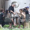 Kim et Khloé Kardashian, Jonathan Cheban et Malika Haqq déjeunent au restaurant Duck Walk Vineyards, dans les Hamptons. Water Mill (Southampton), le 12 août 2014.