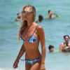 Laura Cremaschi, craquante en bikini sur une plage de Miami. Le 14 août 2014.