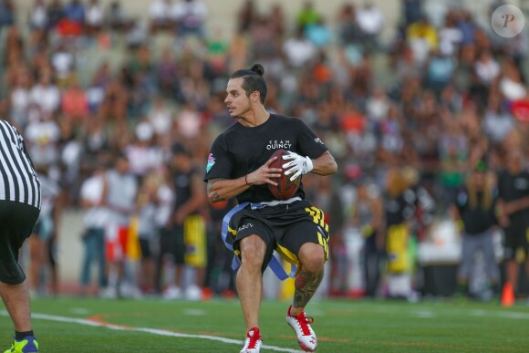 Beau Smart lors d'un match de flag flootball caritatif au Jack Kemp Stadium. Los Angeles, le 16 août 2014.