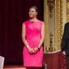 La princesse Victoria de Suède, en présence du prince Daniel, a remis le 20 août 2014 le prix de l'Association des Suédois dans le monde à Martin Lorentzon, cofondateur de Spotify, lors d'un repas de gala au Grand Hotel de Stockholm.