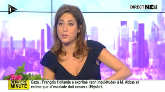 Léa Salamé fait ses adieux à ses chroniqueurs et aux téléspectateurs de "On ne va pas se mentir" sur i-Télé. Jeudi 10 juillet 2014.
