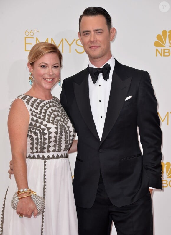 Samantha Bryant et Colin Hanks lors des 66e Annual Primetime Emmy Awards au Nokia Theatre de Los Angeles, le 25 août 2014.