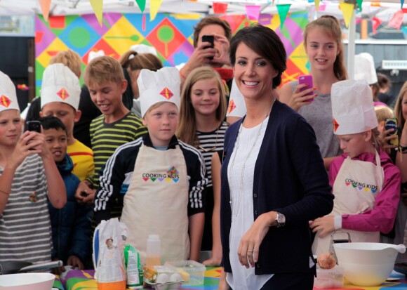 La princesse Marie de Danemark jouait les juges lors du concours culinaire Cooking Kids le 26 août 2014 à la Maison de la gastronomie de Copenhague.