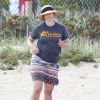 Exclusif - Drew Barrymore sur une plage de Cape Cod dans le Massachusetts, le 23 août 2014.