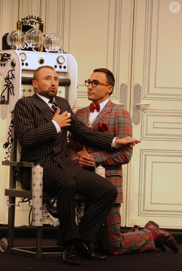 Thierry Lopez, Alexandre Brasseur - Filage de la pièce "Georges et Georges" au théâtre Rive Gauche à Paris, le 26 aout 2014.
