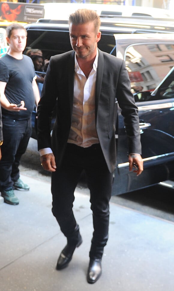 David Beckham arrive au restaurant Balthazar, dans le quartier de SoHo. New York, le 7 septembre 2014.