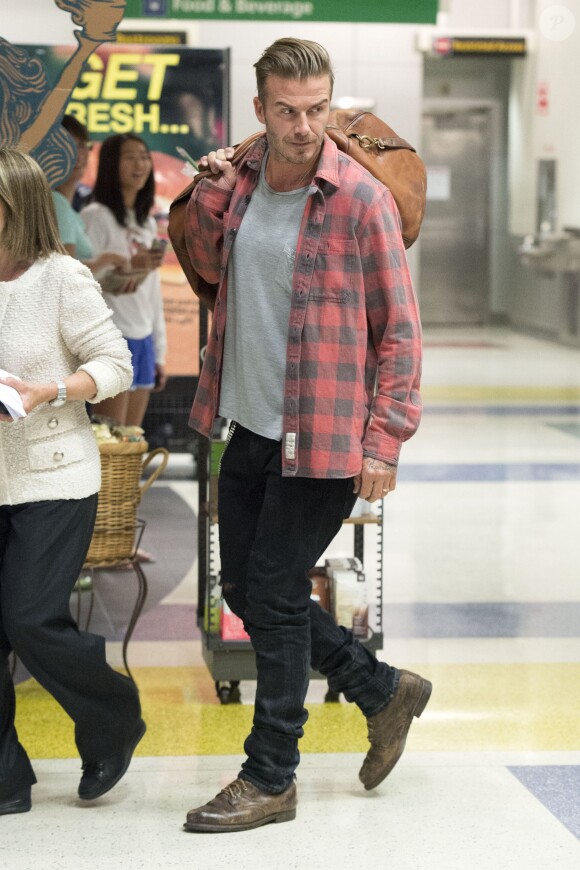 David Beckham à l'aéroport JFK. New York, le 6 septembre 2014.