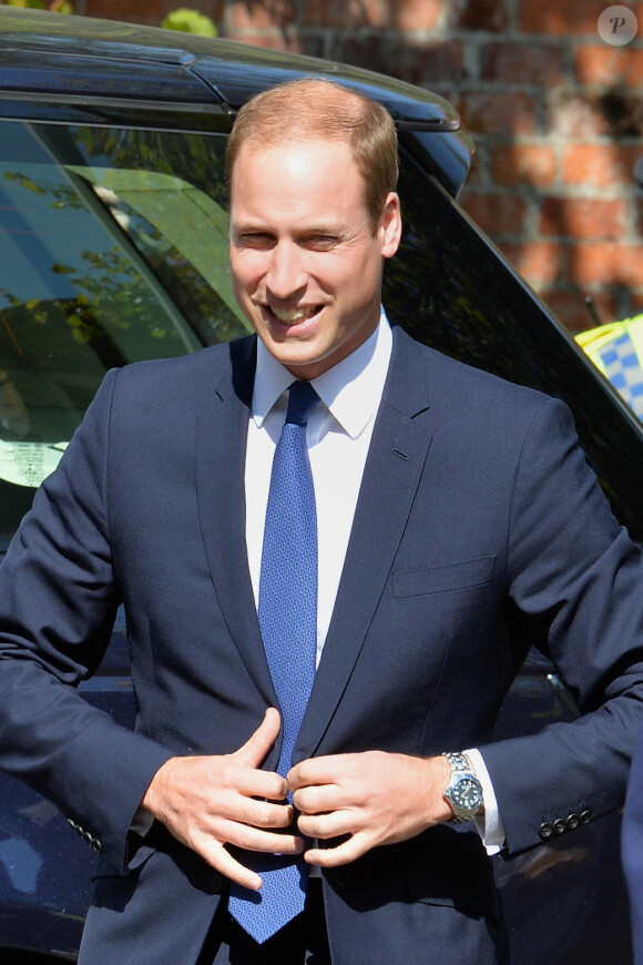 Le prince William en visite à l'Université d'Oxford le 8 septembre 2014, le jour de l'annonce de la seconde grossesse de son épouse Kate Middleton. Malade, la duchesse n'a pas pu faire le déplacement.
