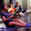 Exclu : Karine Ferri présente une nouvelle activité de CMG Sports Club : le pound. Le 4 septembre 2014 au CMG Pure Bastille.