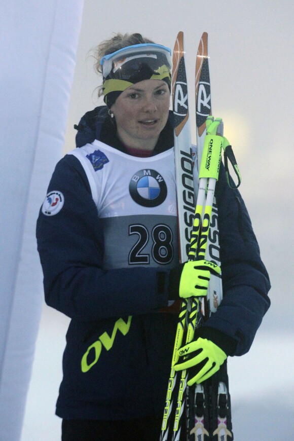 Marie Dorin après le sprind de la coupe du monde de biathlon le 5 janvier 2013 à Oberhof